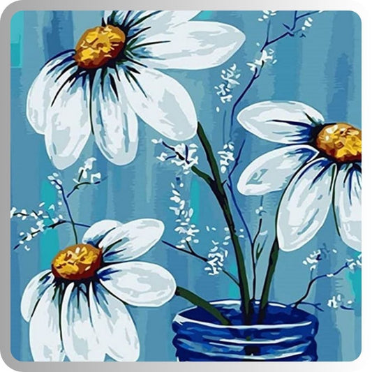 fragile daisies - easy paint by numbers kit for beginners