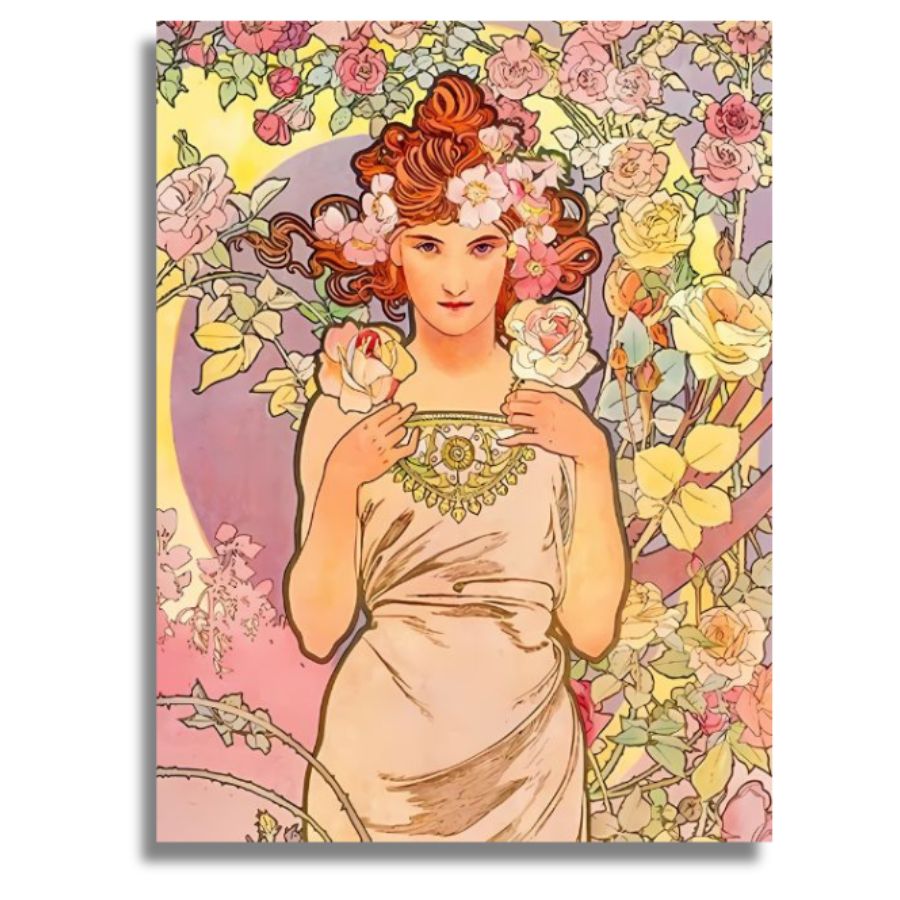 Art Nouveau illustration based on Alphonse Mucha
