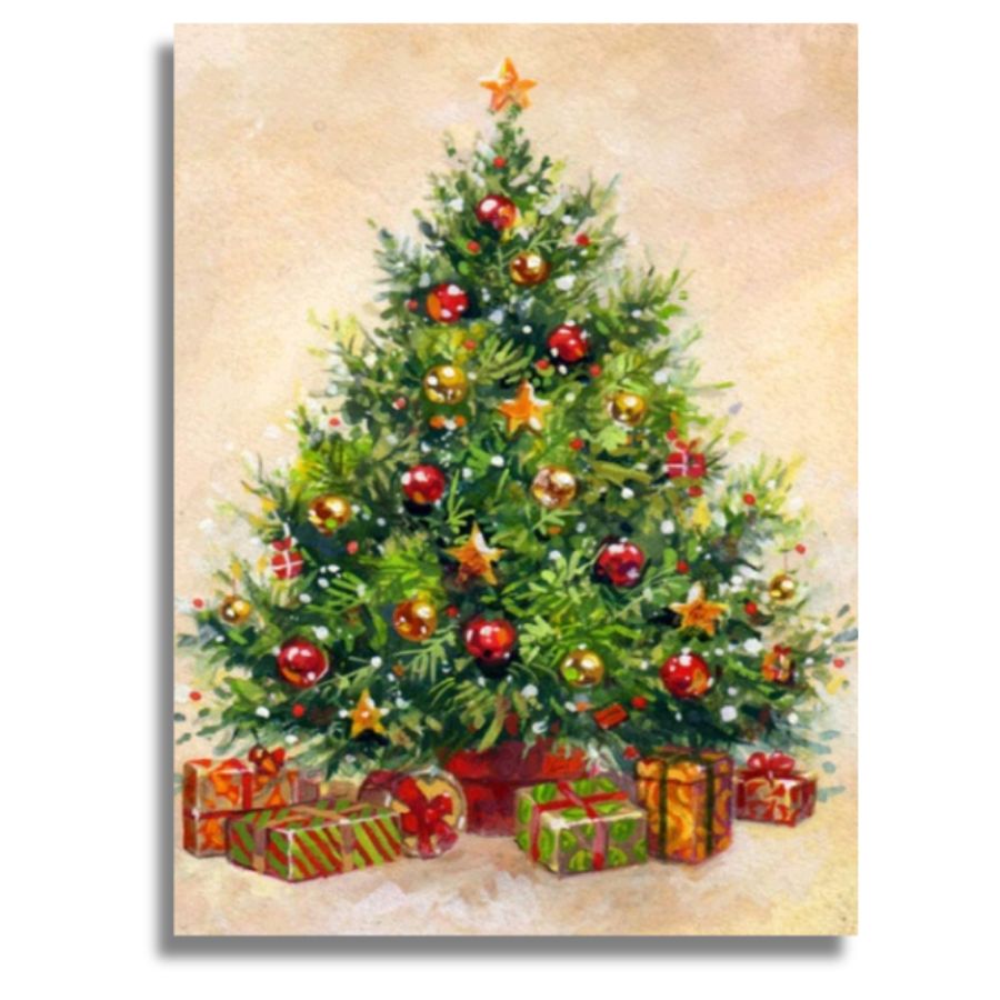 Festive Christmas imagery presented as a painting