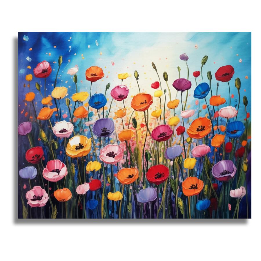 Poppy flowers as the focus of a floral painting