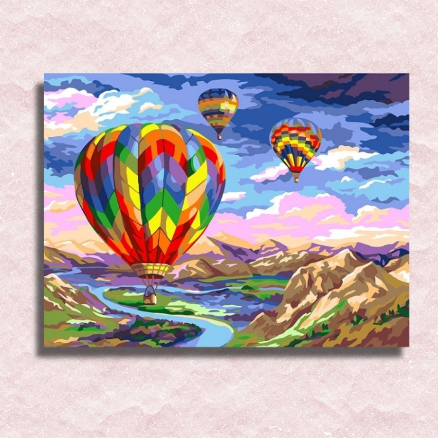 Balloons in Mountains Canvas - Paint by numbers