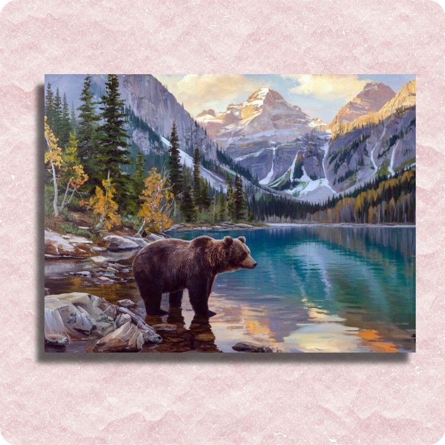 Bear by Still Lake Canvas - Paint by numbers