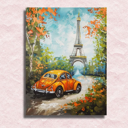 Beetle and the Eiffel Tower Canvas - Paint by numbers