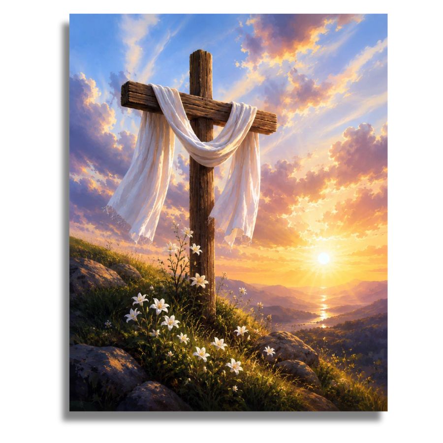 Burial Cloth on Cross - Paint by numbers