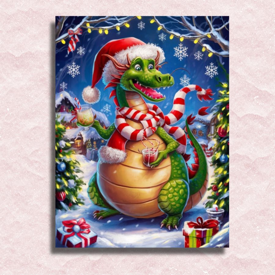Christmas Dragon Cheer Canvas - Paint by numbers
