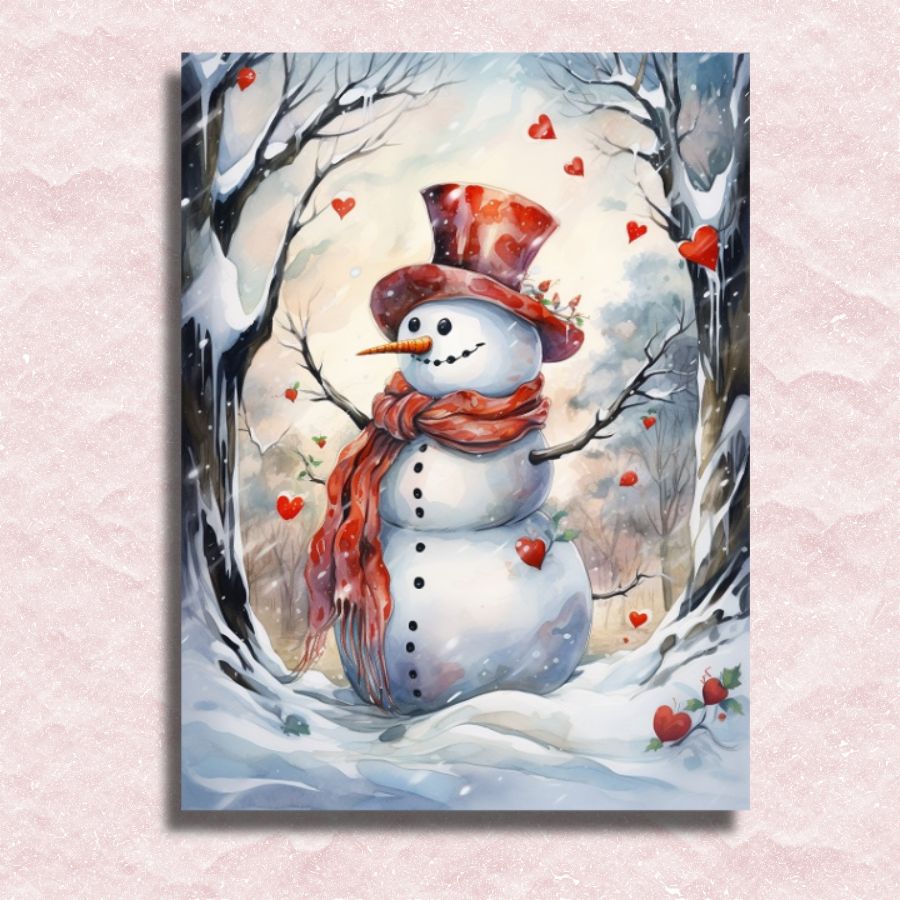 Snow Couple Painting Snowman Christmas Original Art Winter Romantic Wall Art hotsell