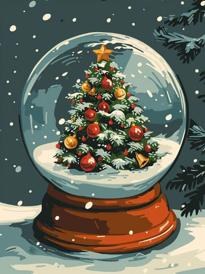 Christmas Tree in a Glass Bowl - Paint by numbers