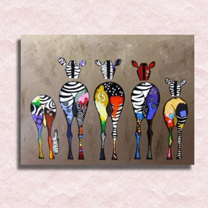 Color Zebras Canvas - Paint by numbers