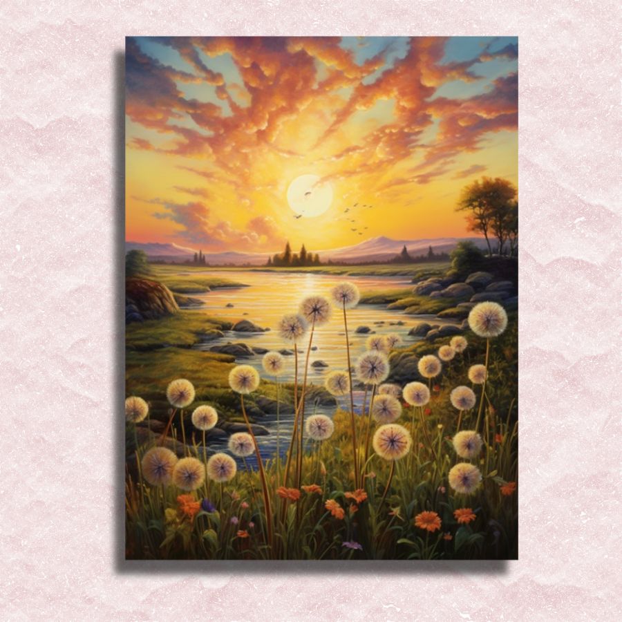 Colorful Dandelion Sunset Canvas - Paint by numbers