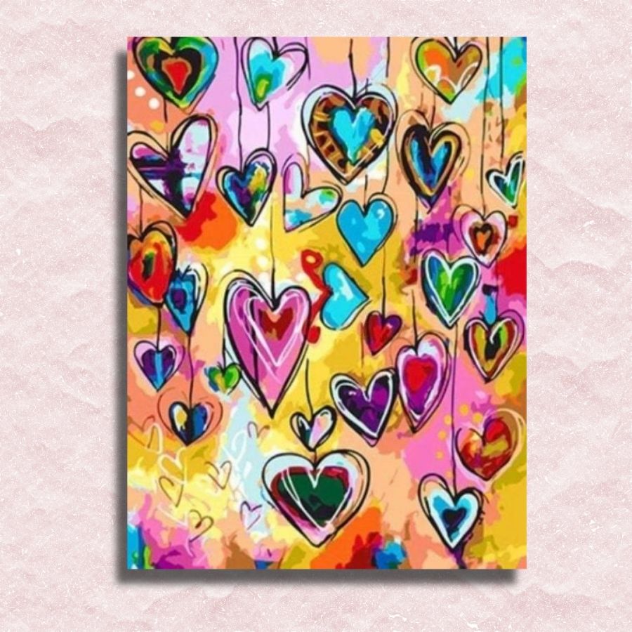 Colorful Hearts Canvas - Paint by numbers