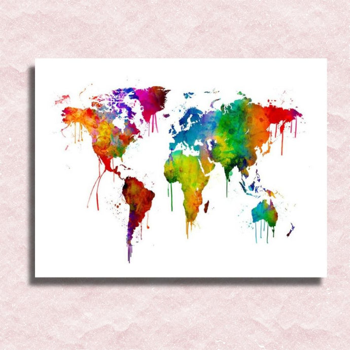 Colorful World Map Canvas - Paint by numbers