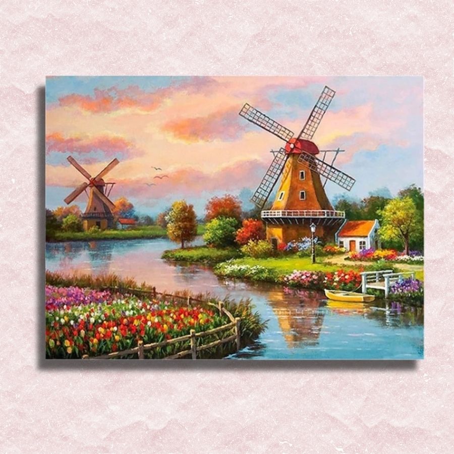 Dutch Windmills Canvas - Paint by numbers