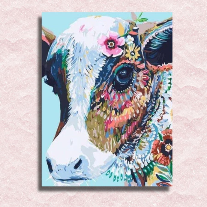 Floral Cow Canvas - Paint by numbers