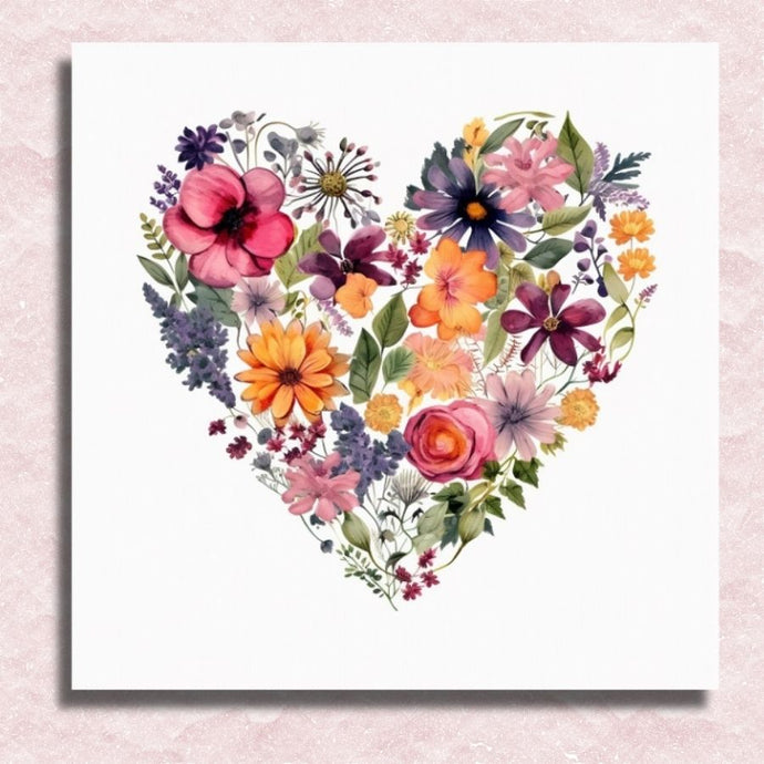 Floral Heart Canvas - Paint by numbers