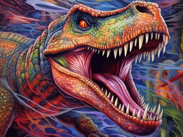 Furious Dinosaur - - Paint by numbers