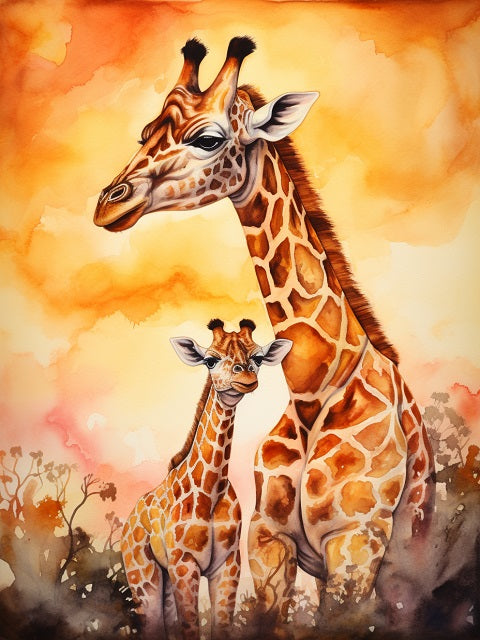 Giraffe and her Baby - Paint by numbers