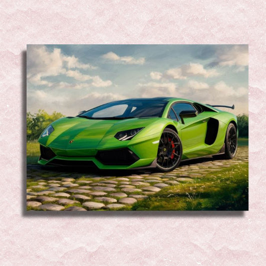 Green Lamborghini Canvas - Paint by numbers