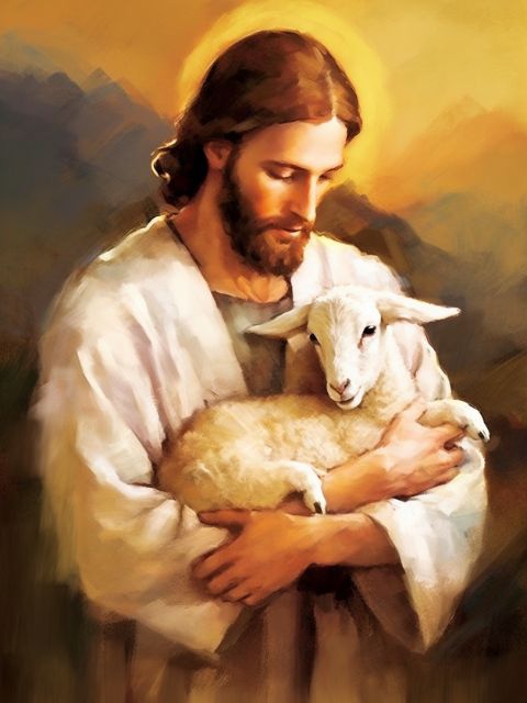 Jesus with Lamb - Paint by numbers