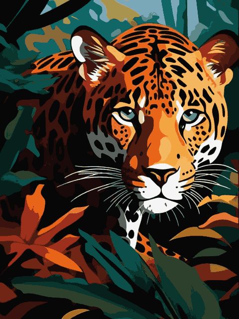 Jungle Jaguar Gaze - Paint by numbers