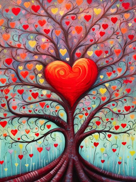 Paint by numbers for adults Heart-Shaped Tree (Sunrise) - Paint by