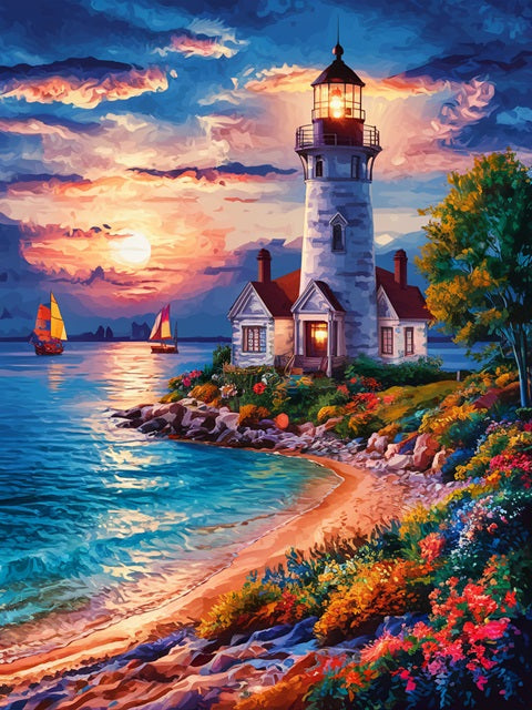 Lighthouse and Sea - Paint by numbers
