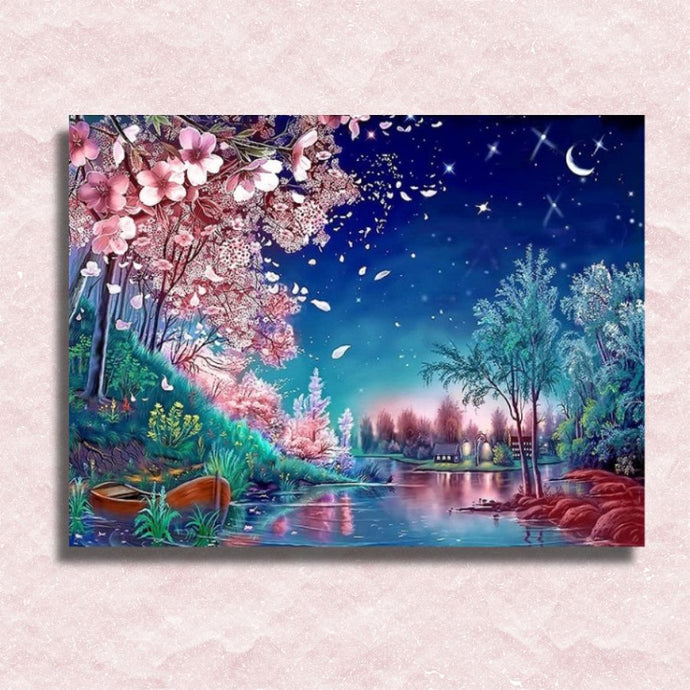 Magical Blossoming Night Canvas - Paint by numbers
