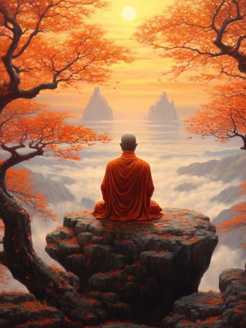Meditating Monk - Paint by numbers