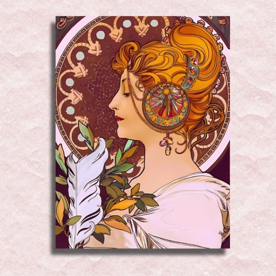 Alphonse Mucha - Feather Canvas - Paint by numbers