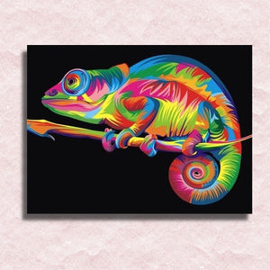 Neon Chameleon Canvas - Paint by numbers