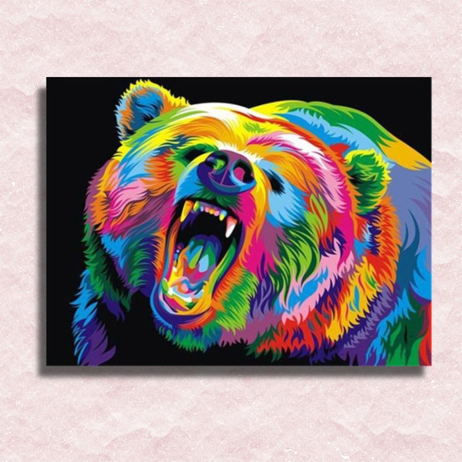 Neon Grizzly Bear Canvas - Paint by numbers