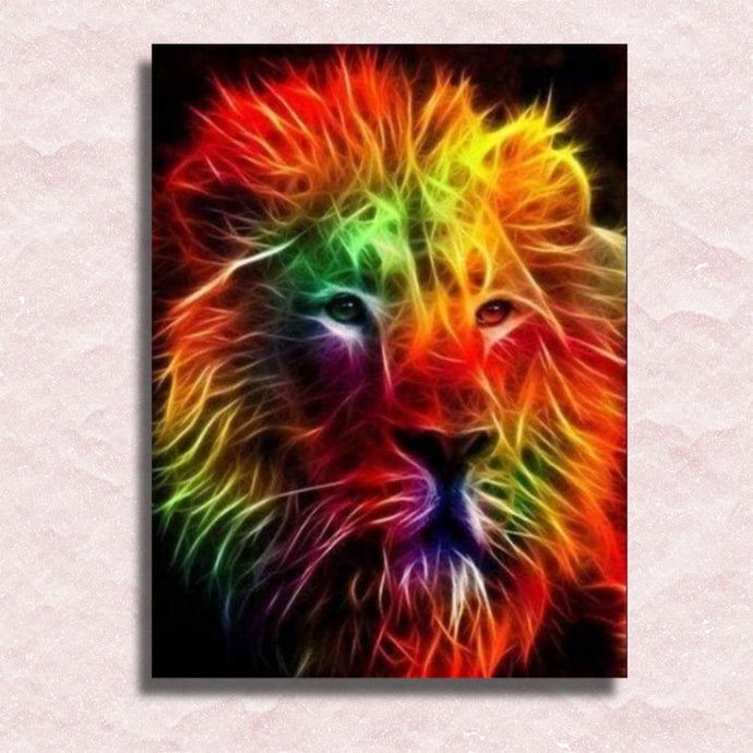 Smoke Neon Lion Canvas - Paint by numbers