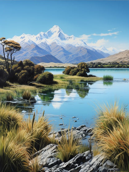 New Zealand Lake Landscape - Paint by numbers