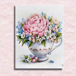 Peony in Vintage Vase Canvas - Paint by numbers