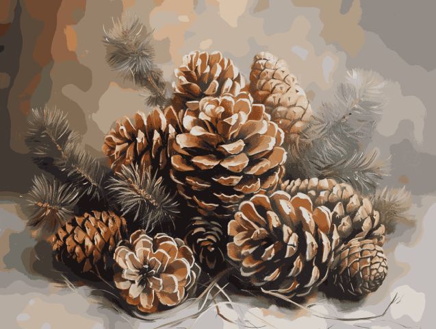 Pine Cones - Paint by numbers