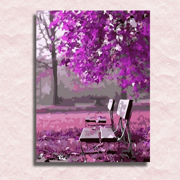 Purple Autumn in Park Canvas - Paint by numbers
