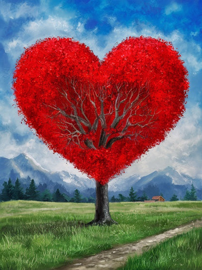 Red Heart Tree - Paint by numbers
