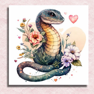 Snake in Flowers Canvas - Paint by numbers