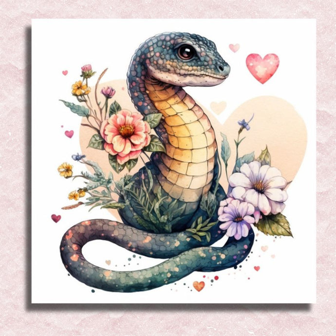 Snake in Flowers Canvas - Paint by numbers