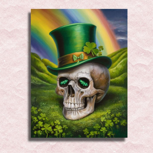 St. Patrick Skull with Green Hat Canvas - Paint by numbers