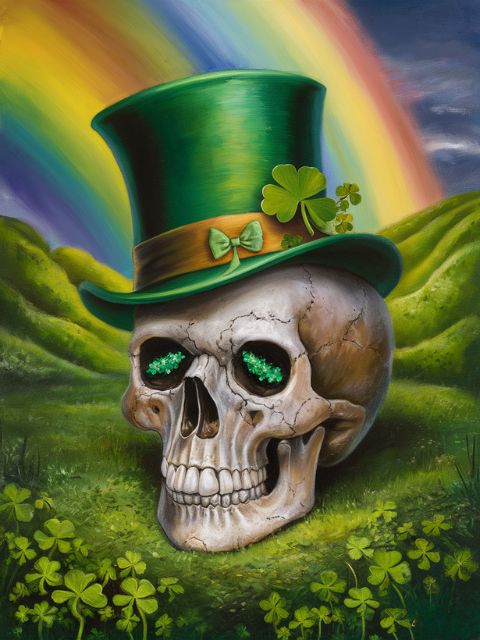 St. Patrick Skull with Green Hat - Paint by numbers