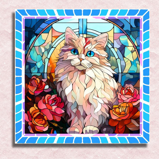 Stained Glass Garden Cat  Canvas - Paint by numbers
