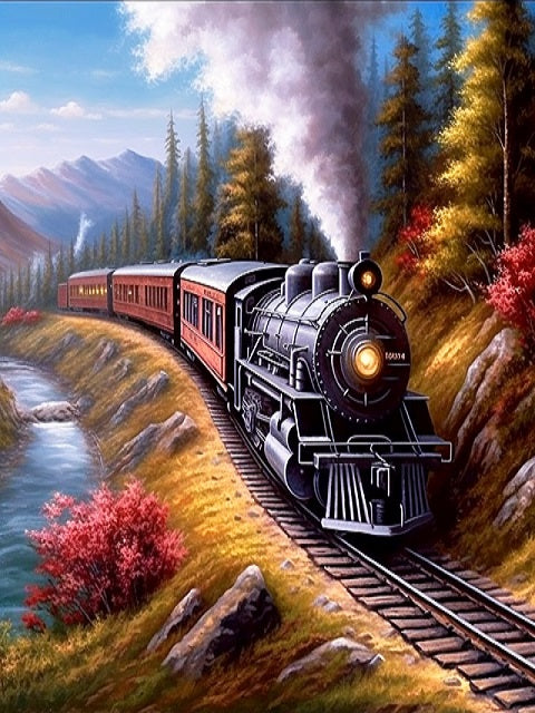 Steam Locomotive - Paint by numbers