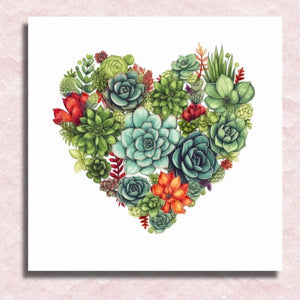 Succulent Heart Canvas - Paint by numbers