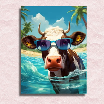 Tropical Cow Holiday Canvas - Paint by numbers