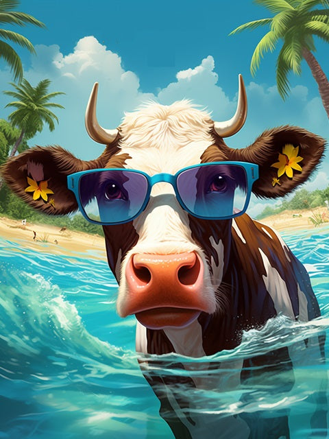Tropical Cow Holiday - Paint by numbers
