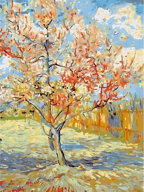 Van Gogh - Pink Peach Tree - Paint by numbers