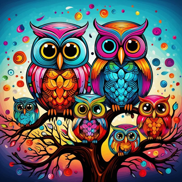 Vibrant Owl Assembly - Paint by numbers