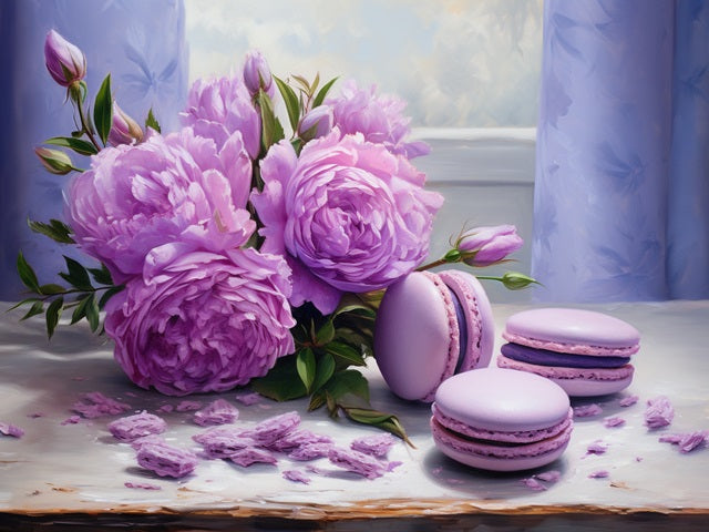 Violet Macaroons and Rose - Paint by numbers