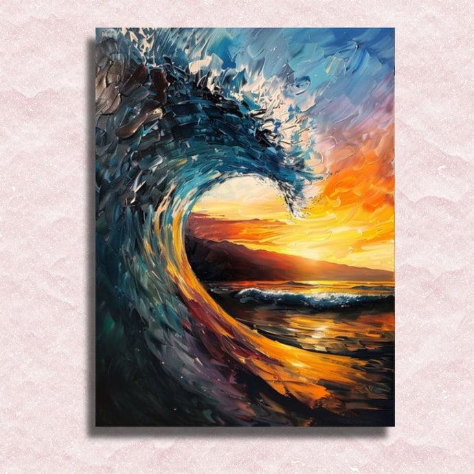 Waves and Sunset Canvas - Paint by numbers