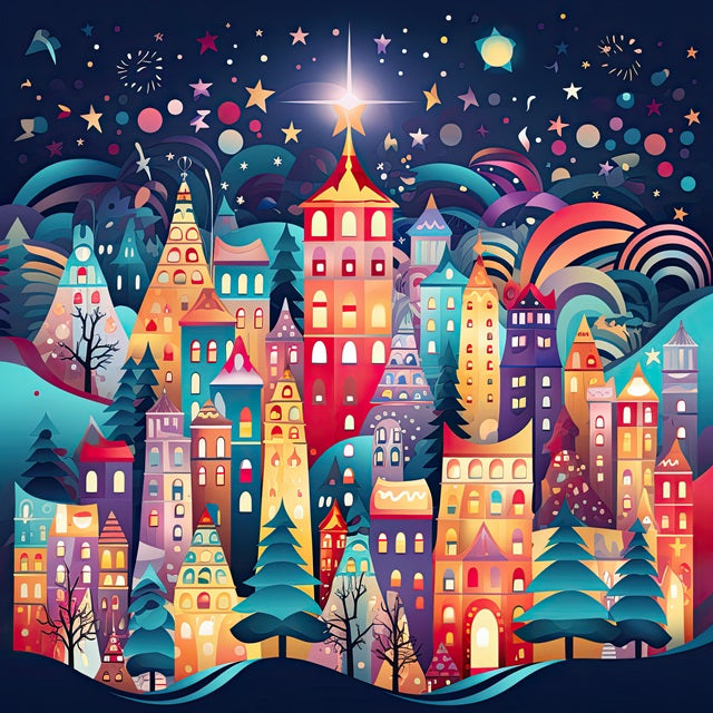 Whimsical Winter Town - Paint by numbers